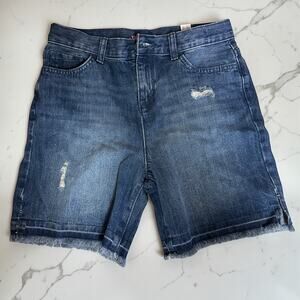 NWT Children's Place Girls Midi Mi-Long Bermuda Shorts Frayed Hem Size 14